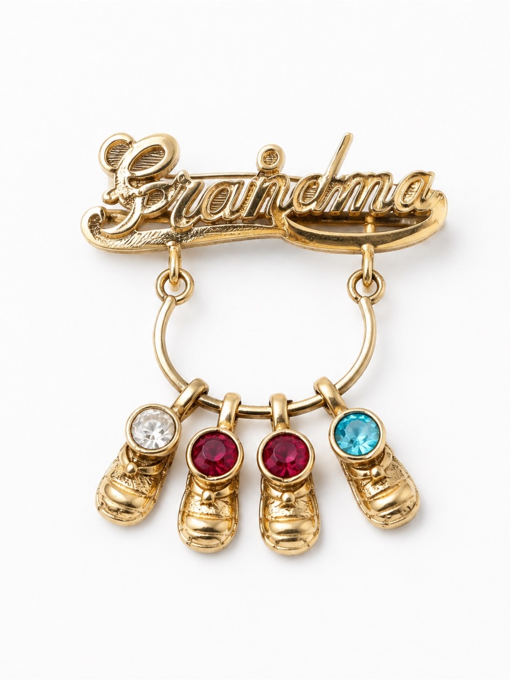 Vintage Grandma birthstone bootie brooch
